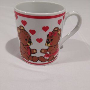 Vintage Coffee Mug Two Bears with Hearts